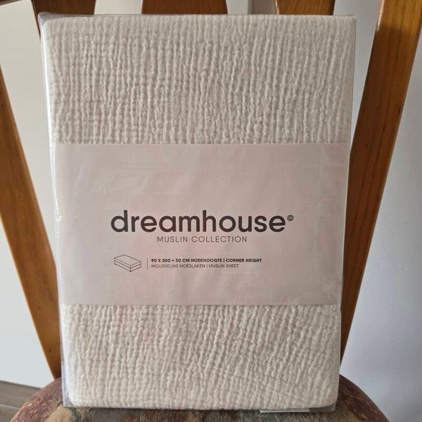 Dreamhouse Mousseline Hoeslaken – Cream – 100% Katoen – 90×200 cm