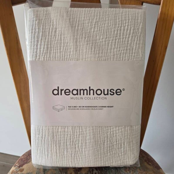 Dreamhouse Mousseline Hoeslaken – Cream – 100% Katoen – 140×200 cm
