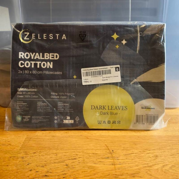 Zelesta Royalbed Cotton Kussenslopen Dark Leaves Dark Blue 80x80 cm – 2 Stuks