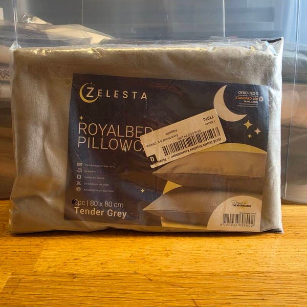 Zelesta Royalbed Kussenslopen Tender Grey 80x80 cm – 2 Stuks