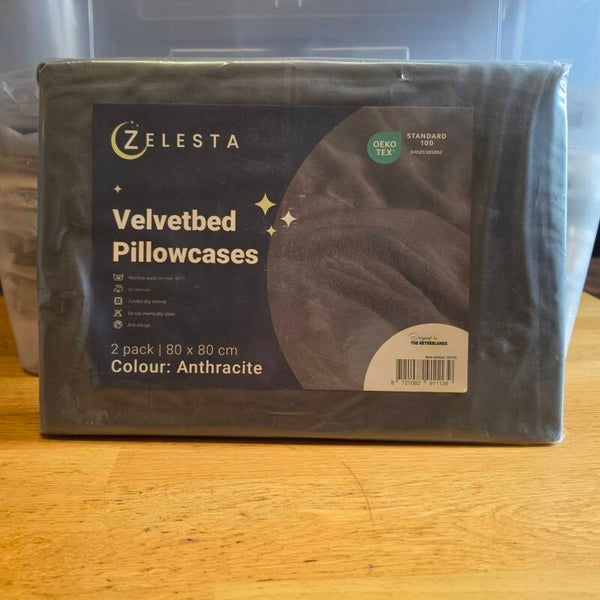 Zelesta Velvet Kussenslopen Anthracite 80x80 cm – 2 Stuks Luxe Hotelkwaliteit