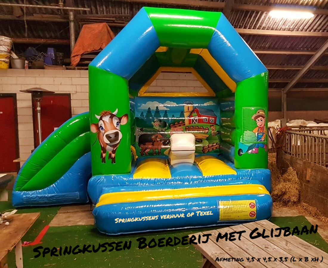 Springkussen Boerderij met Glijbaan