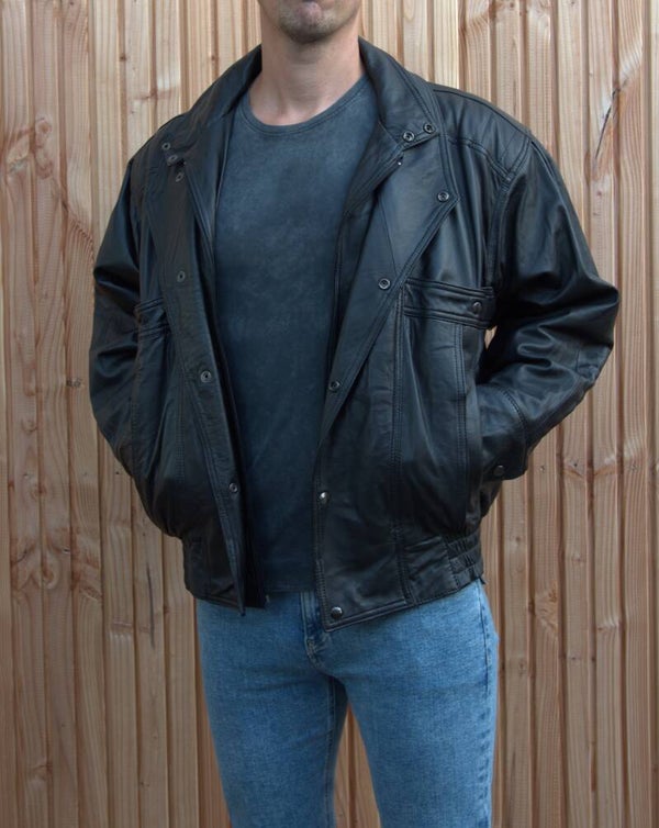 Korte leren zwarte jas [Castle]