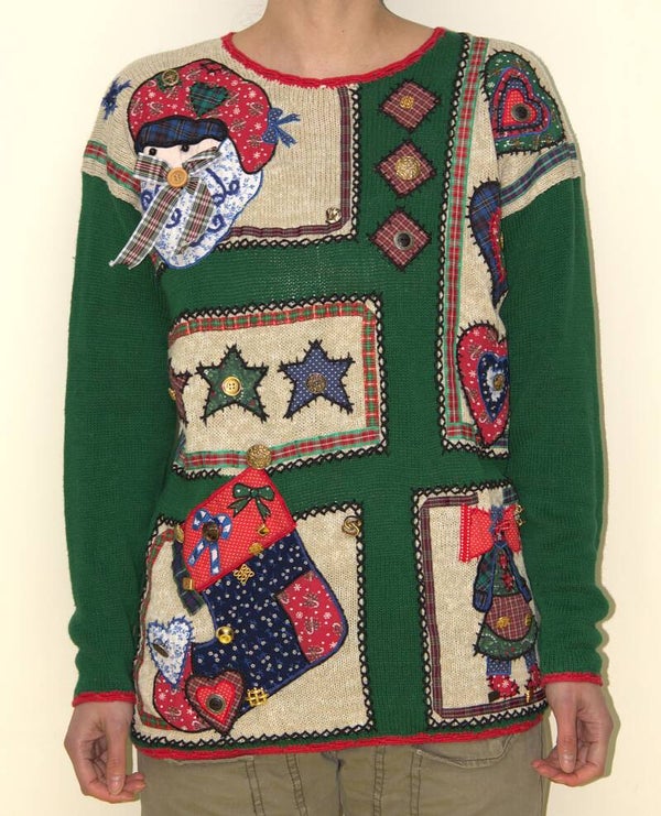 Kersttrui met knopen en strikjes [Cervelle]