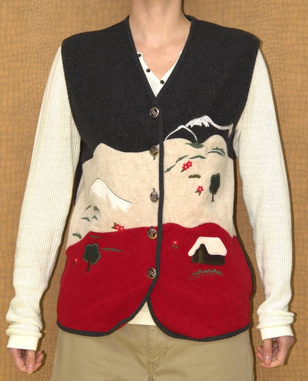 Mouwloos gilet met winters tafereel [Fancy Fully]