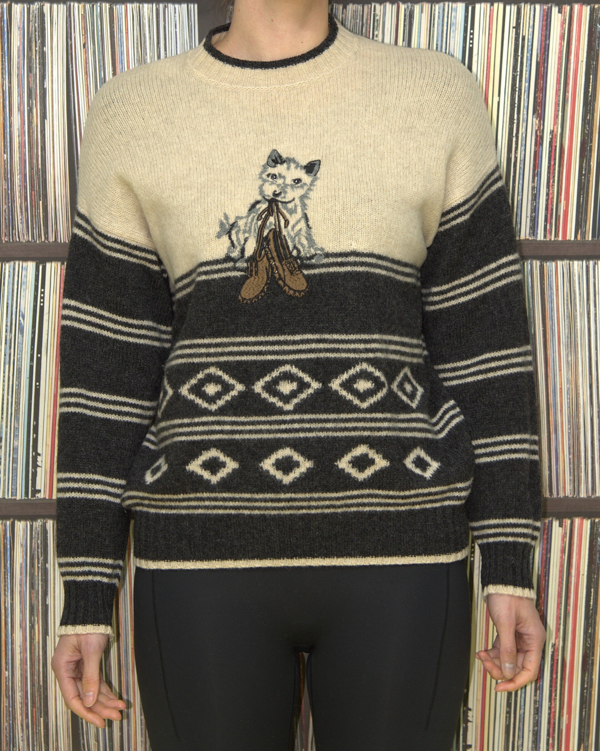 Zuiver wollen trui met terriër [Benetton]