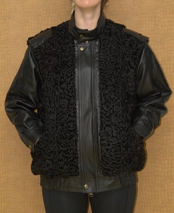 Unieke zwart leren jas met afneembare mouwen [AJJ Michels]