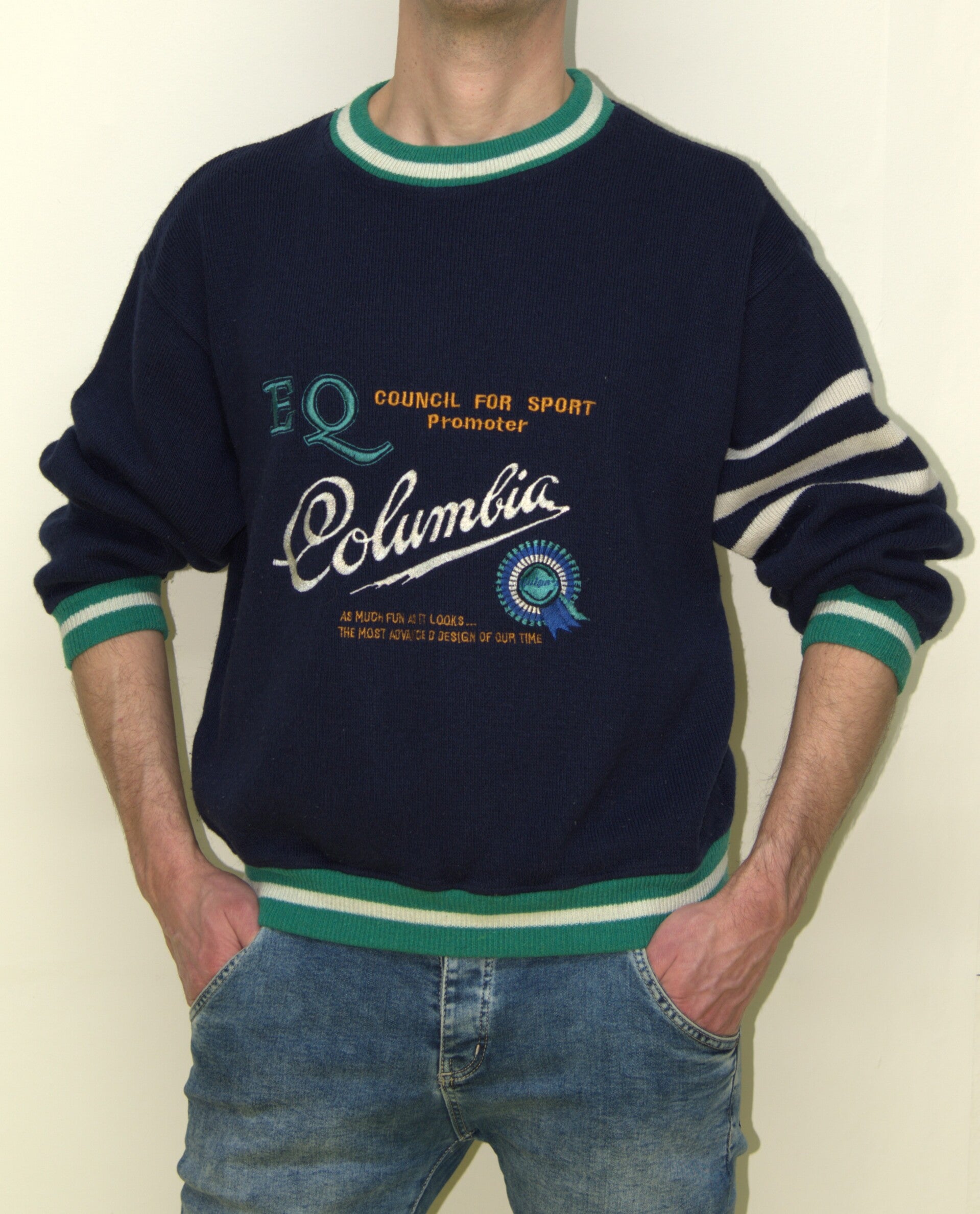 Donkerblauwe 80's sweater (Equipo's")