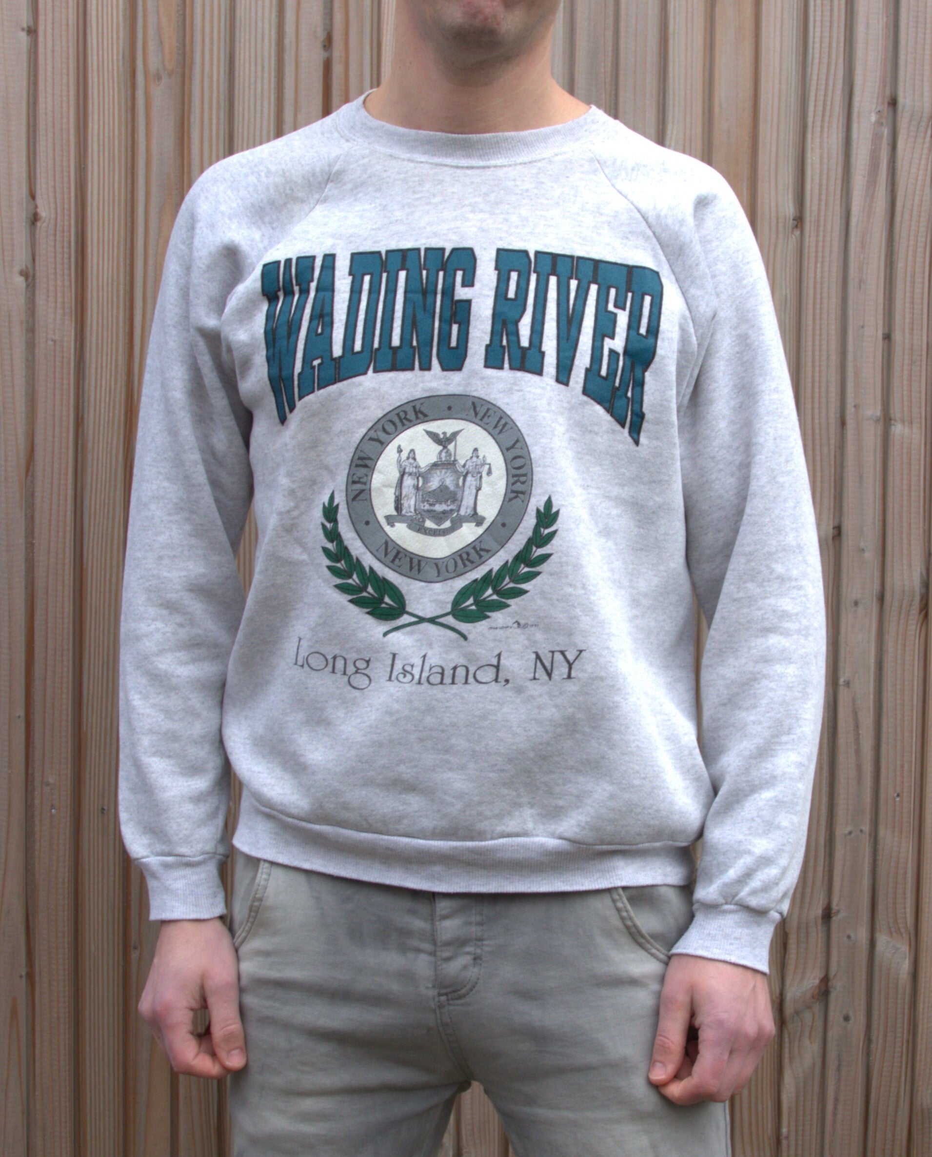 90's grijze trui Long Island (Hanes Activewear)