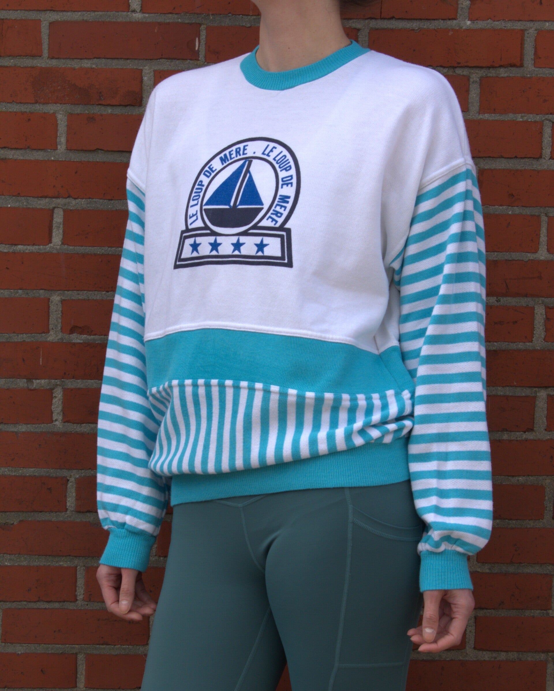 Gestreepte crewneck met zeilboot