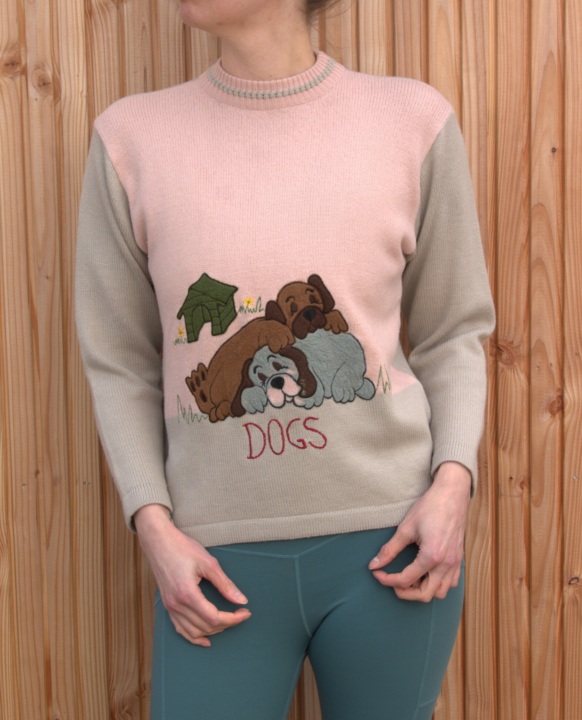 Grijs/roze sweater met honden [FAUSTA tricot]