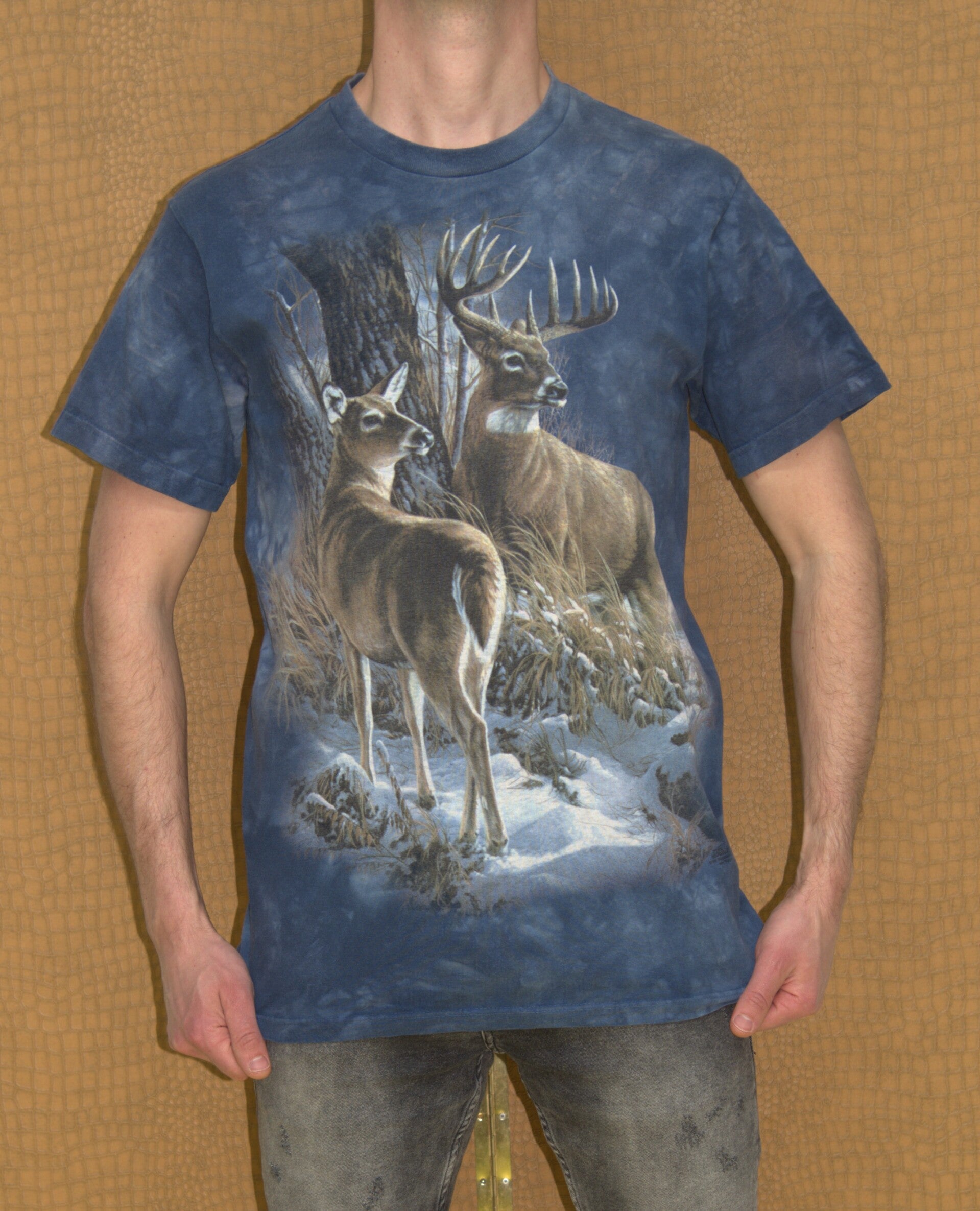 Vintage blauw shirt met herten [The Mountain]