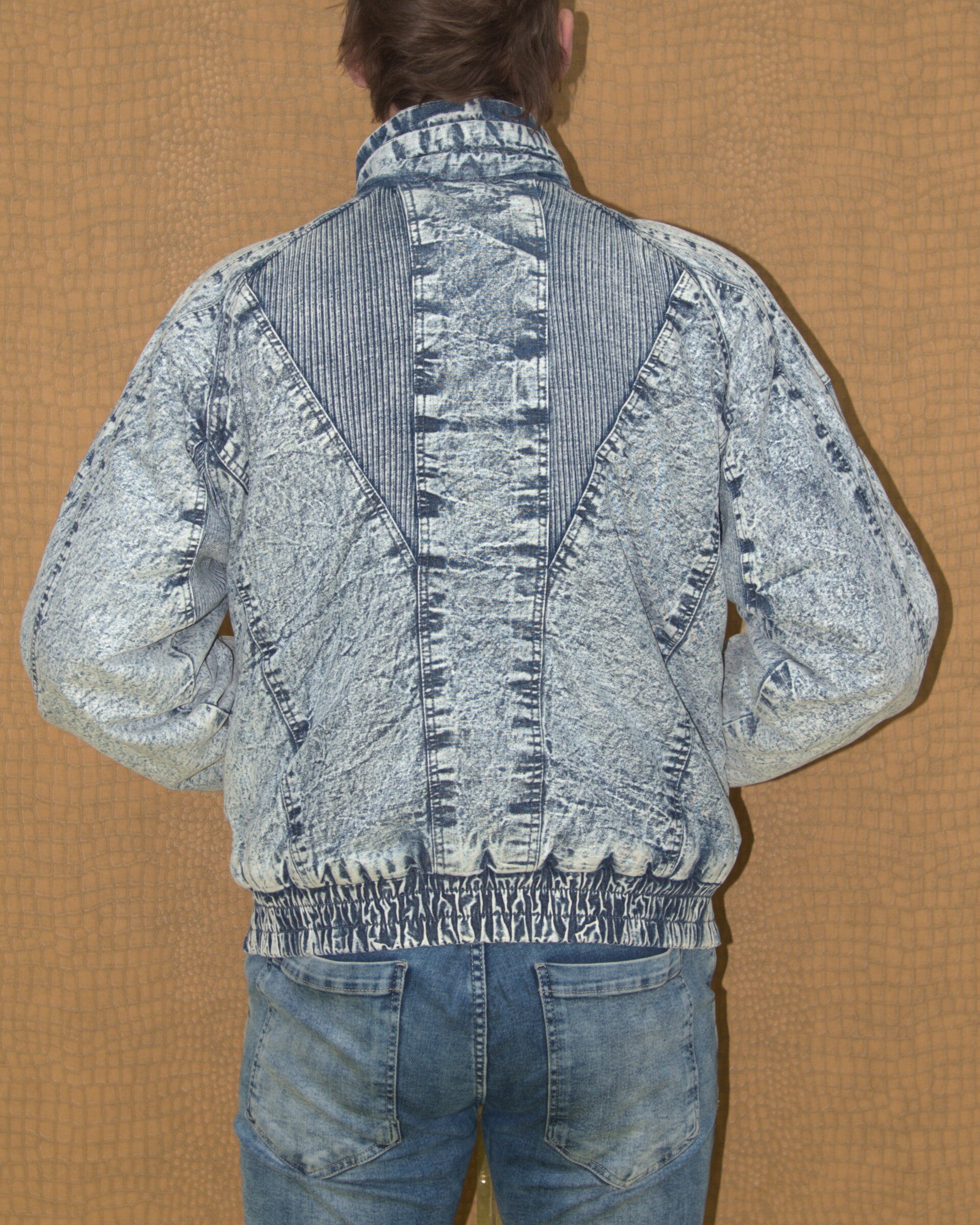 Acid wash denim winterjas