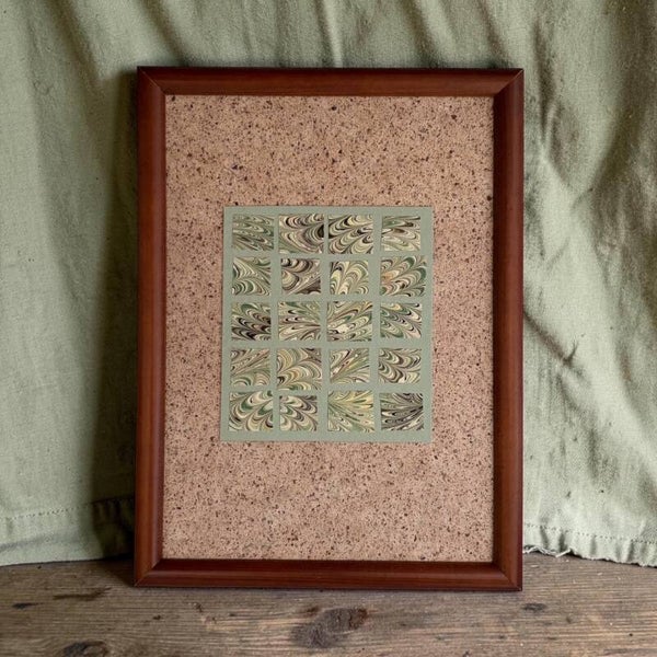 Handgemaakt In Vintage Frame - Marbled Paper Artwork