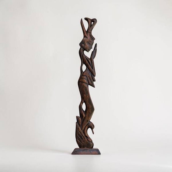 Vintage Handgesneden Houten Sculptuur