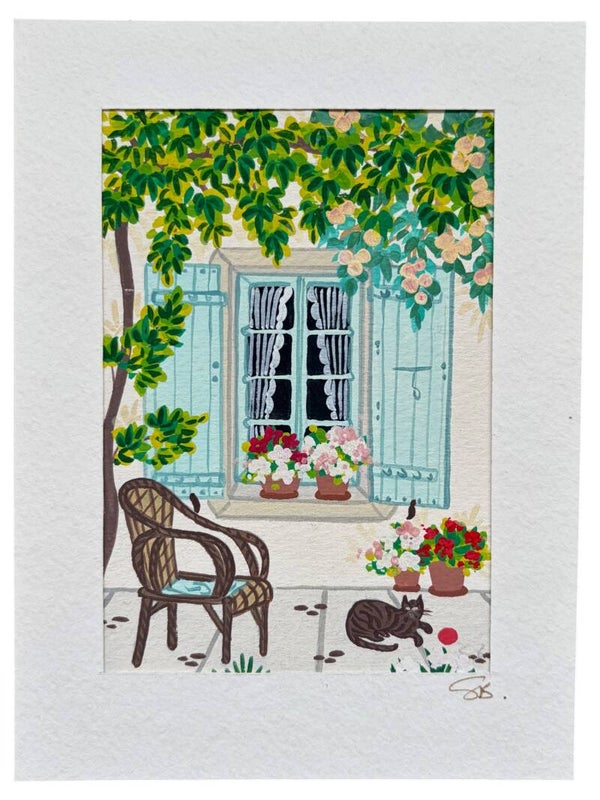 Handgeschilderd Miniatuurkunstwerk – Franse Binnenplaats