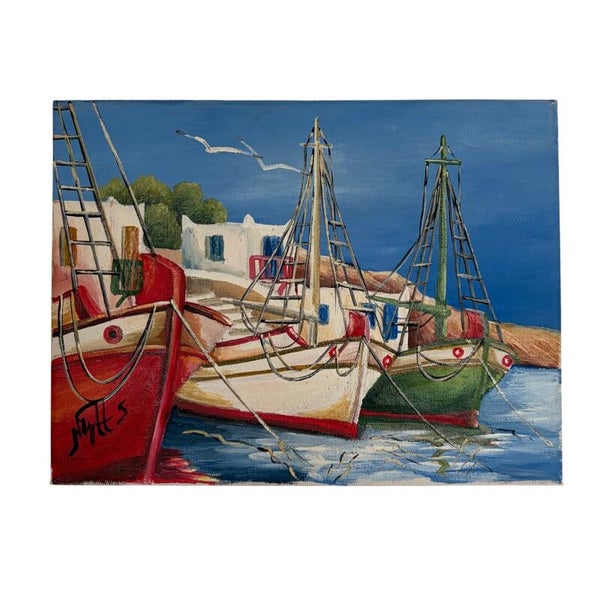 Vintage Schilderij Haven