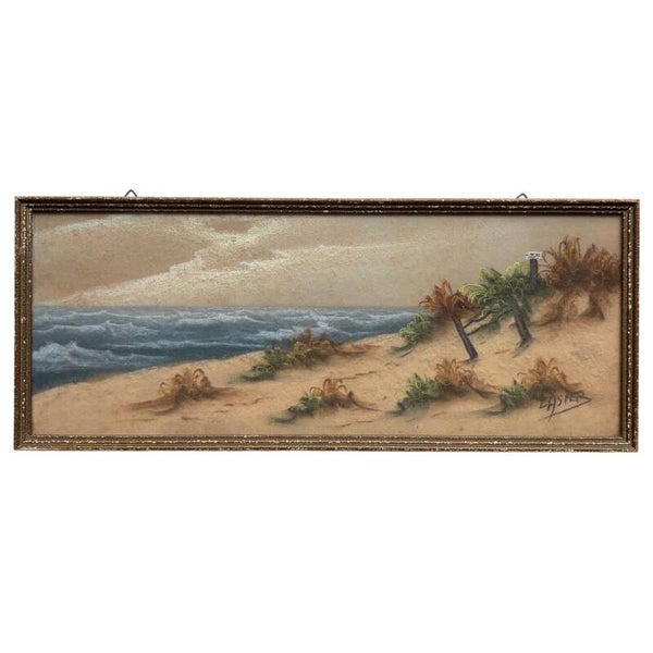 Vintage Handgeschilderd Schilderij Strand