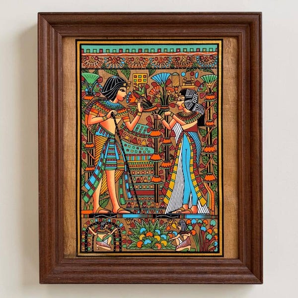 Papyrus Uit Egypte In Vintage Houten Lijst