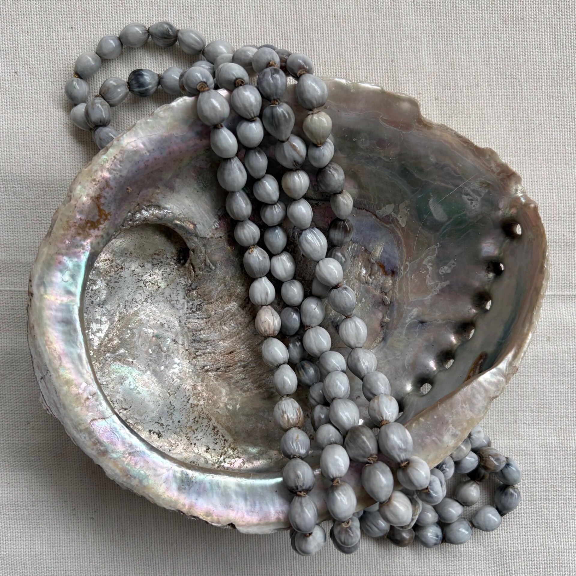 Vintage Ketting – Natuurlijke Beads In Zachte Marmerlook