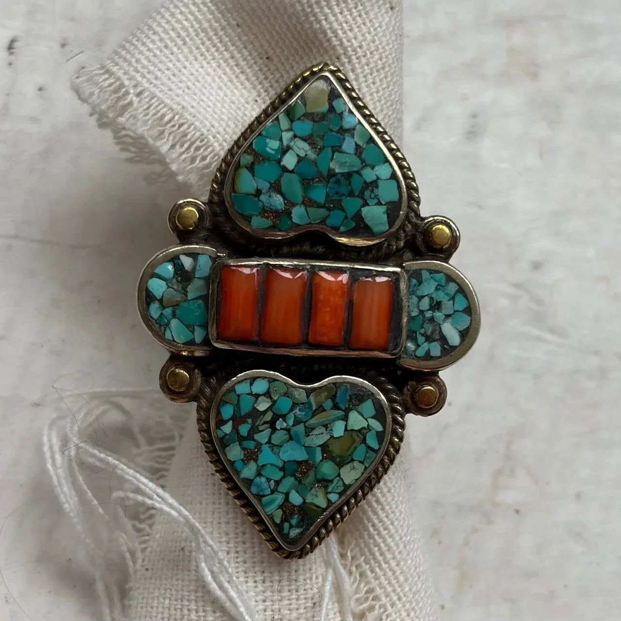 Unieke Vintage Tibetaanse Ring - Maat 20