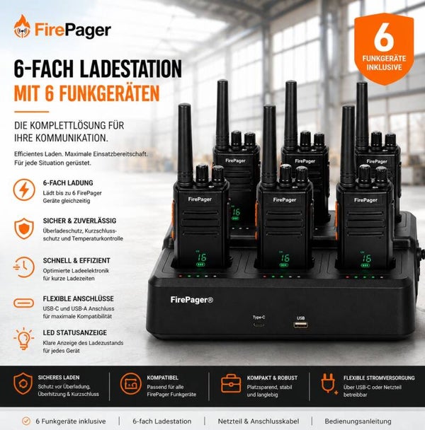 FirePager® FP02 – 6er Set mit Ladestation