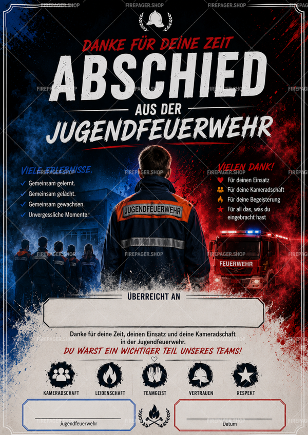 Abschiedsurkunde – Austritt aus der Jugendfeuerwehr