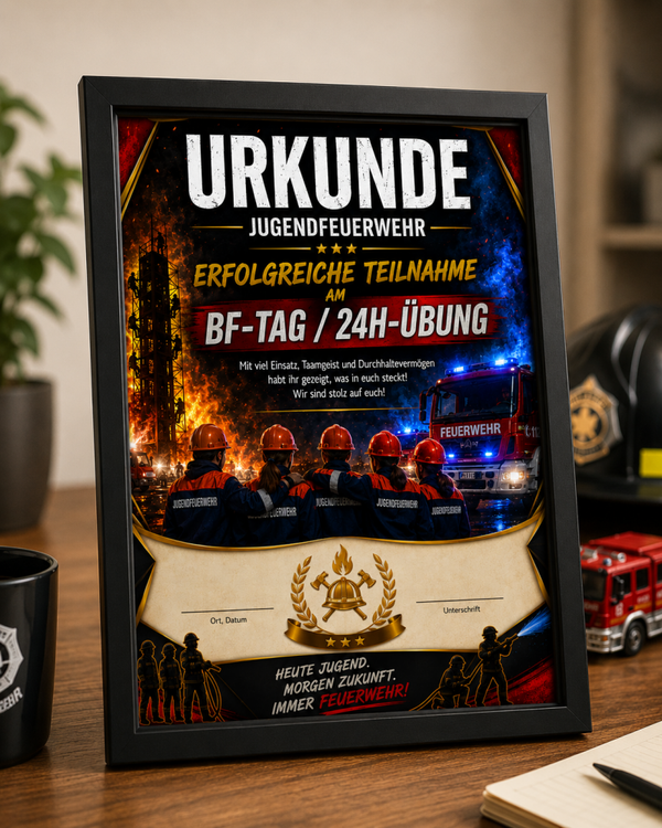Urkunde Jugendfeuerwehr – Erfolgreiche Teilnahme am BF-Tag / 24h-Übung