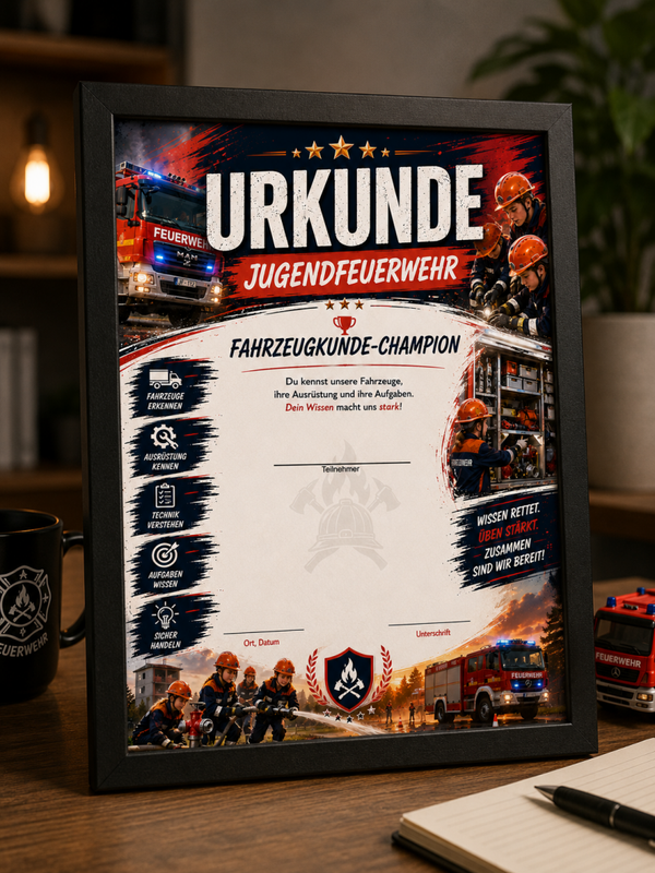Urkunde Jugendfeuerwehr – Fahrzeugkunde-Champion