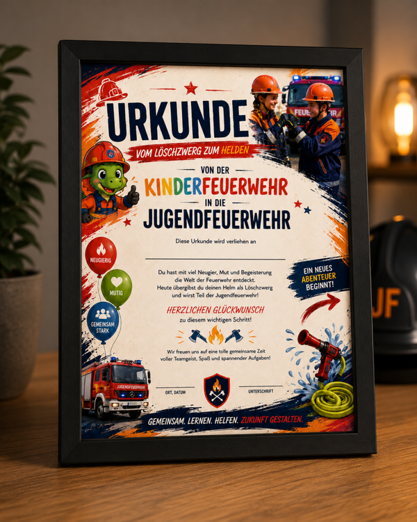 Urkunde – Übergang von der Kinderfeuerwehr in die Jugendfeuerwehr