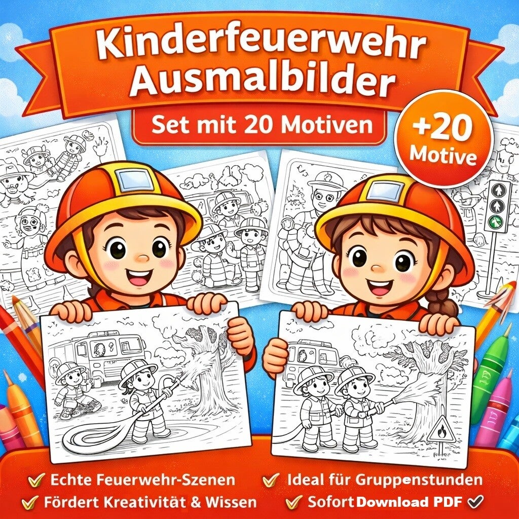 Kinderfeuerwehr Ausmalbilder 20 Motive