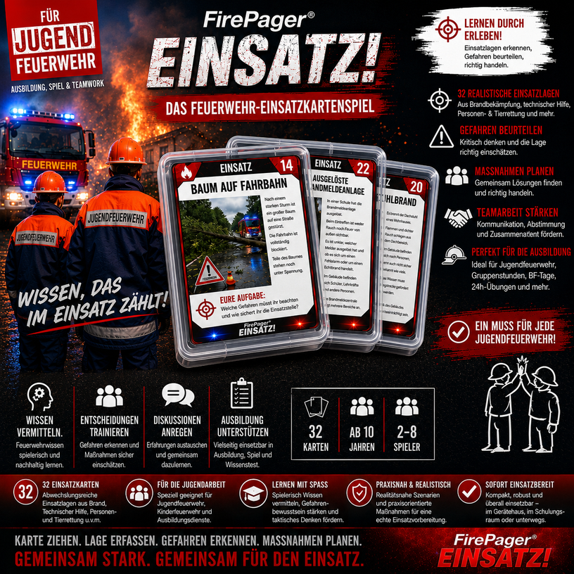 FirePager® EINSATZ! Kartenspiel für die Jugendfeuerwehr