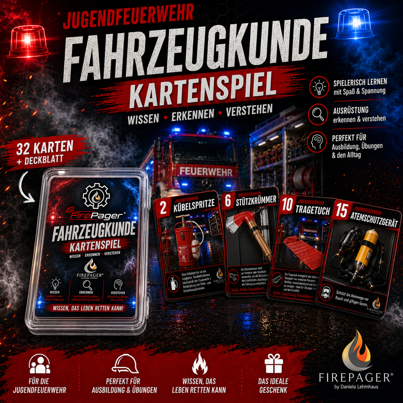 FirePager® Fahrzeugkunde Kartenspiel Teil 1 für die Jugendfeuerwehr
