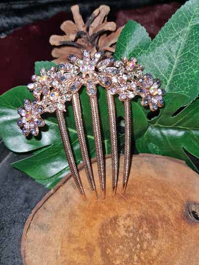 Metalen Haarkam met Bloemen