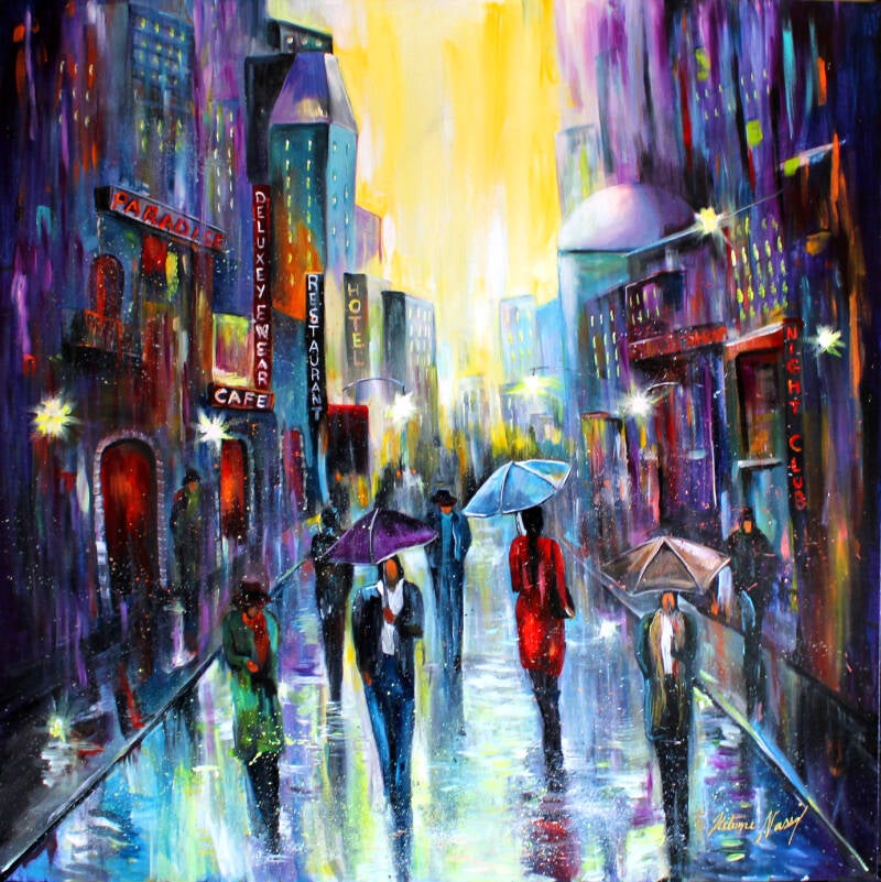 Purple City | 40" x 40" x 1.75" | Acrylic