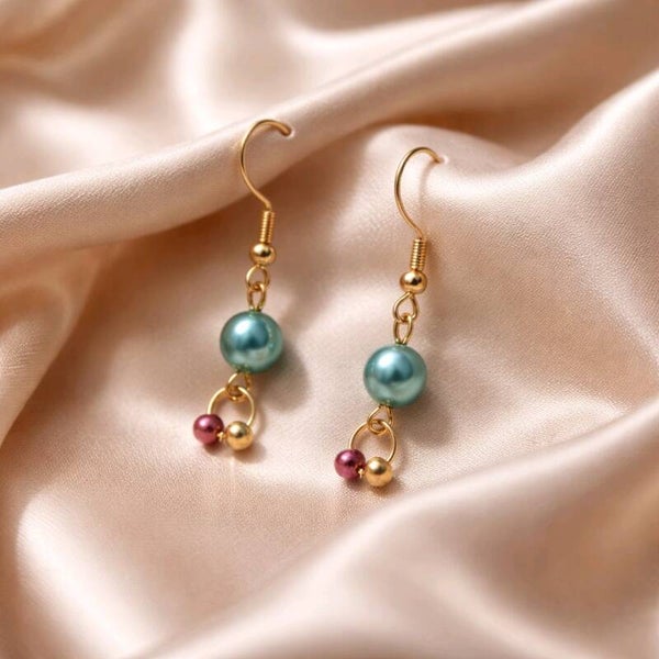 Faux Green Pearl Earrngs