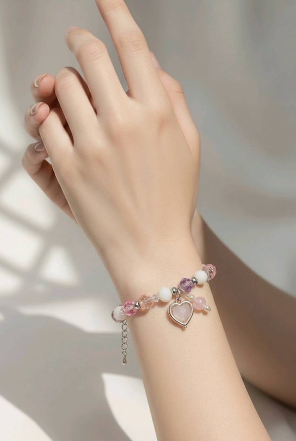 Pink Crystal Heart Bracelet