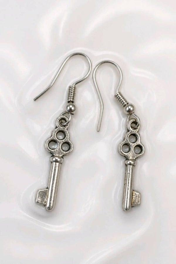 Silver Key Earrings
