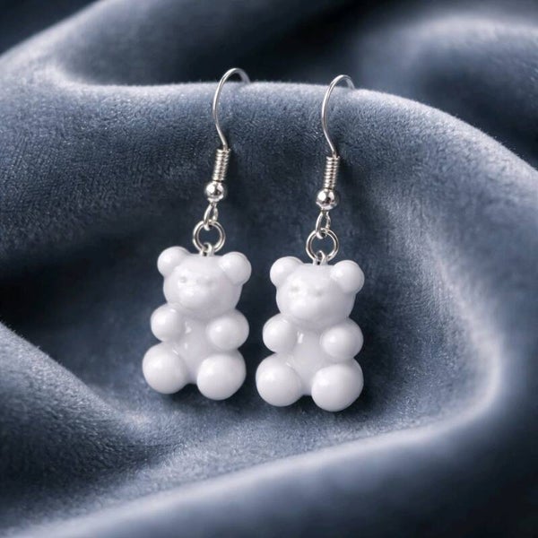 White Jelly Bear Earrings