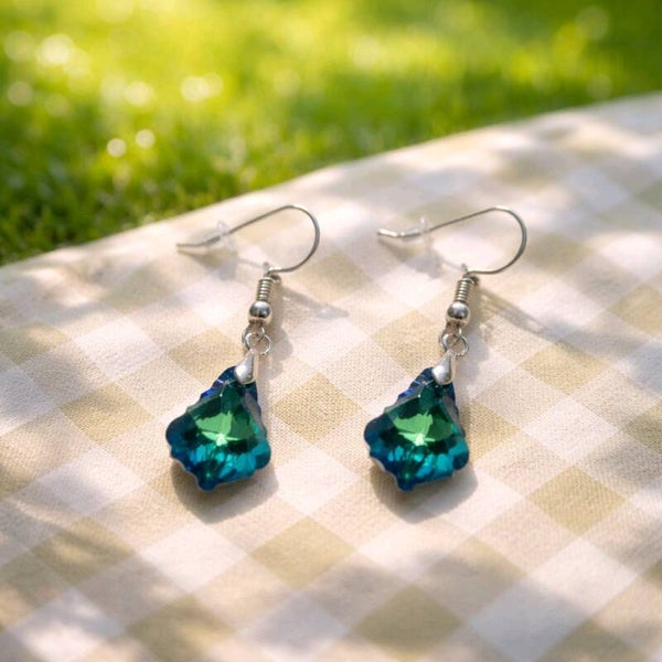 Green Crystal Drop Earrings