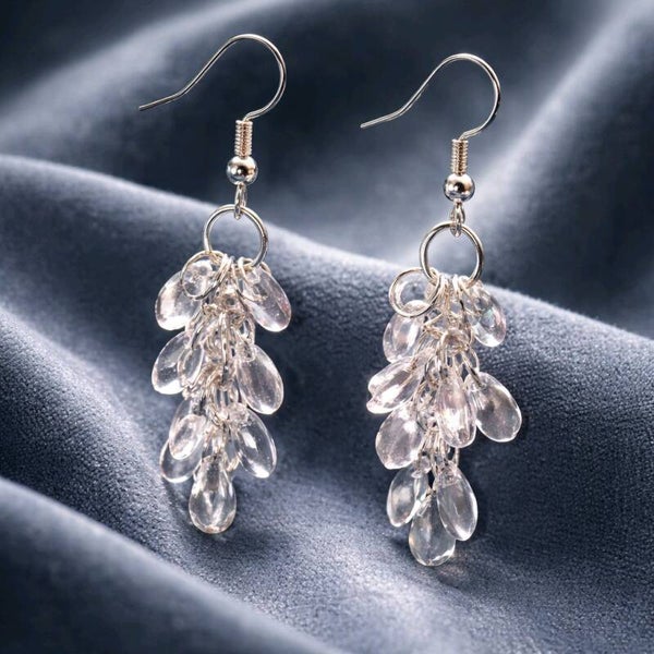 White and Pink Rain Drop Earrings
