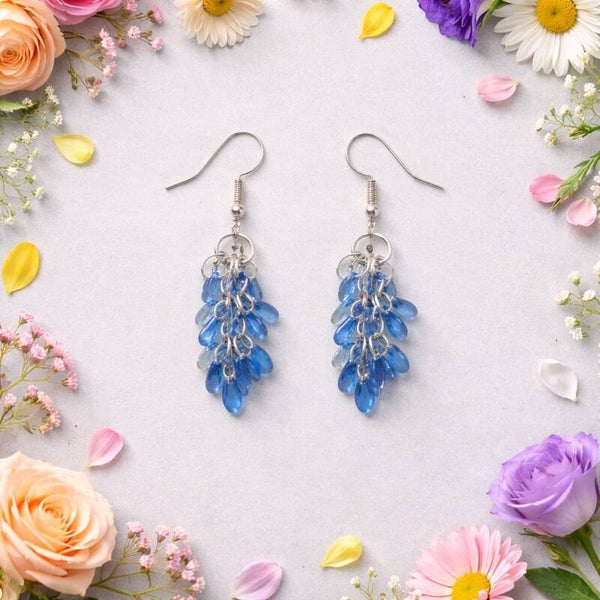 Acrylic Blue Rain Drop Earrings
