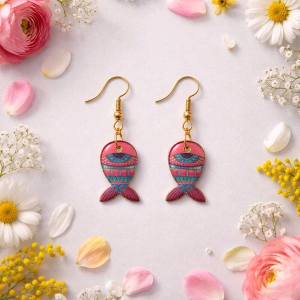 Pink Fish Earrings