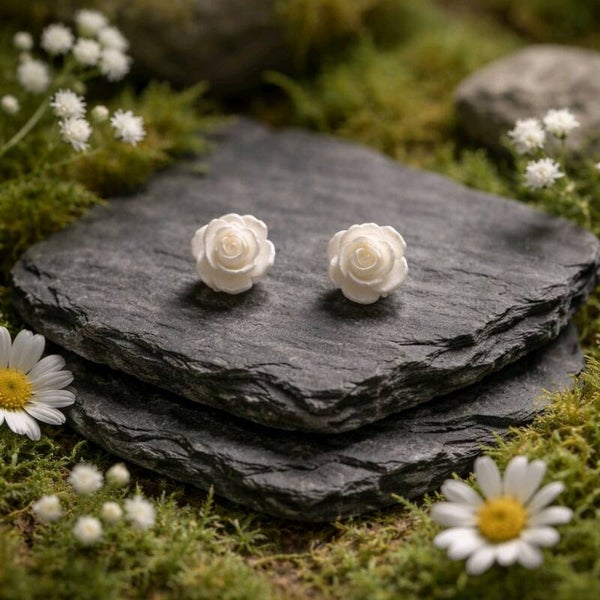 Acrylic Small White Stud Earrings