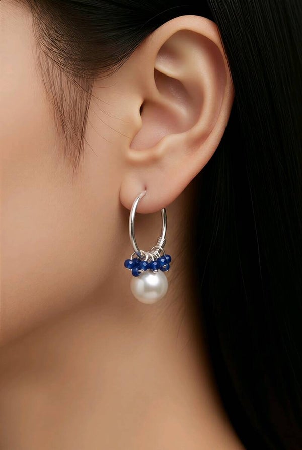 Faux Pearl Hoop Earrings