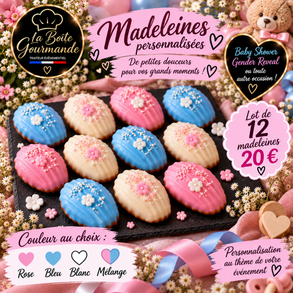 Lot de 12 madeleines personnalisées