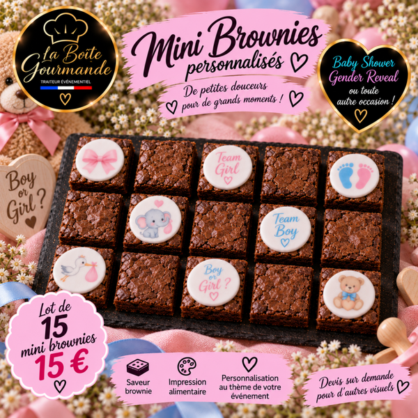 🍫 Mini Brownies personnalisés – Lot de 15