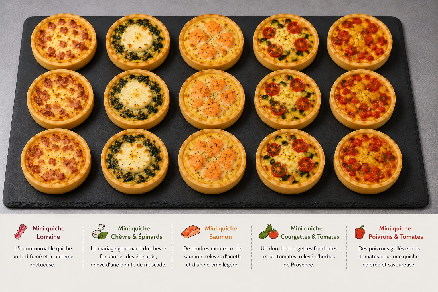 Plateau de 15 mini quiches