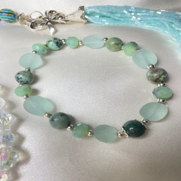 African Turquoise and Roman Glass Bracelet