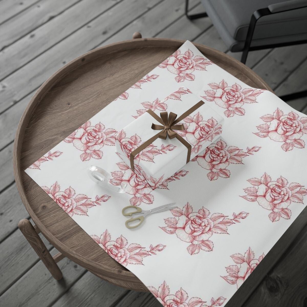 Blush Rose Bouquet Wrapping Paper — Floral Gift Wrap for Weddings, Mother’s Day & Bridal Showers